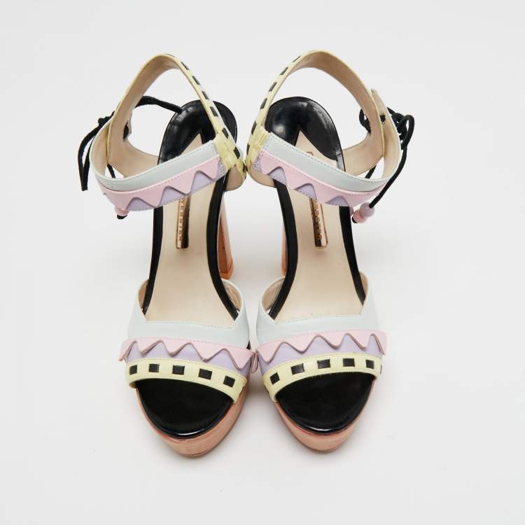 Pre Owned Sophia Webster Multicolor Leather Riko Pastel Platform Sandals Size 39.5