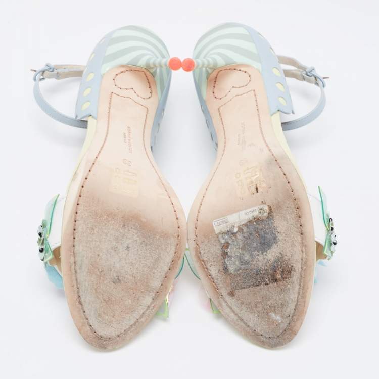 Pre Owned Sophia Webster Multicolor Leather Lilico Floral Embellished Ankle Strap Sandals Size 39