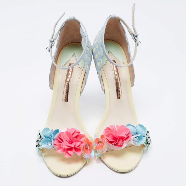 Pre Owned Sophia Webster Multicolor Leather Lilico Floral Embellished Ankle Strap Sandals Size 39