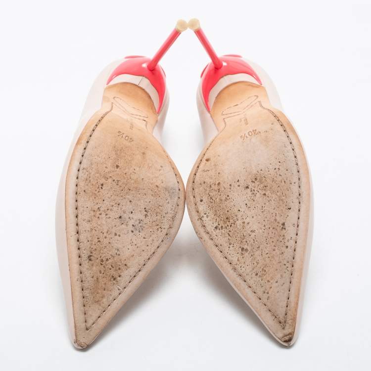 Pre Owned Sophia Webster Beige Leather Pointed Toe Pumps Size 40.5