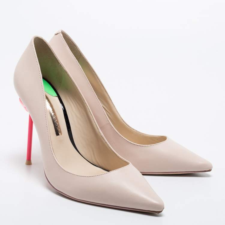 Pre Owned Sophia Webster Beige Leather Pointed Toe Pumps Size 40.5