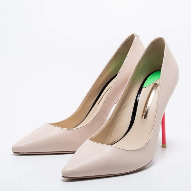 Pre Owned Sophia Webster Beige Leather Pointed Toe Pumps Size 40.5