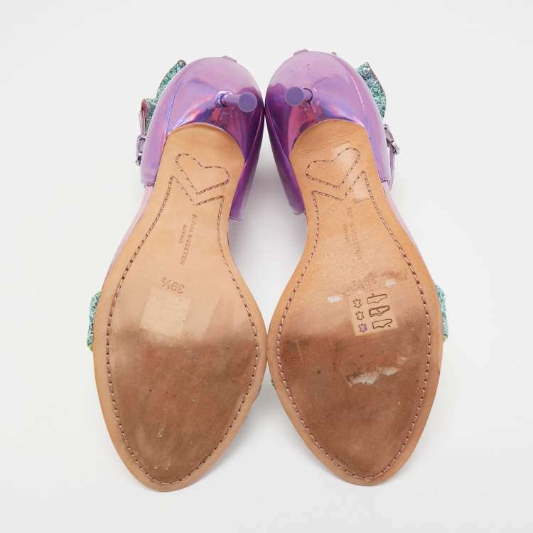 مملوكة مسبقًا Sophia Webster Multicolor Patent Leather and Glitter Maya Ankle Strap Sandals Size 39.5