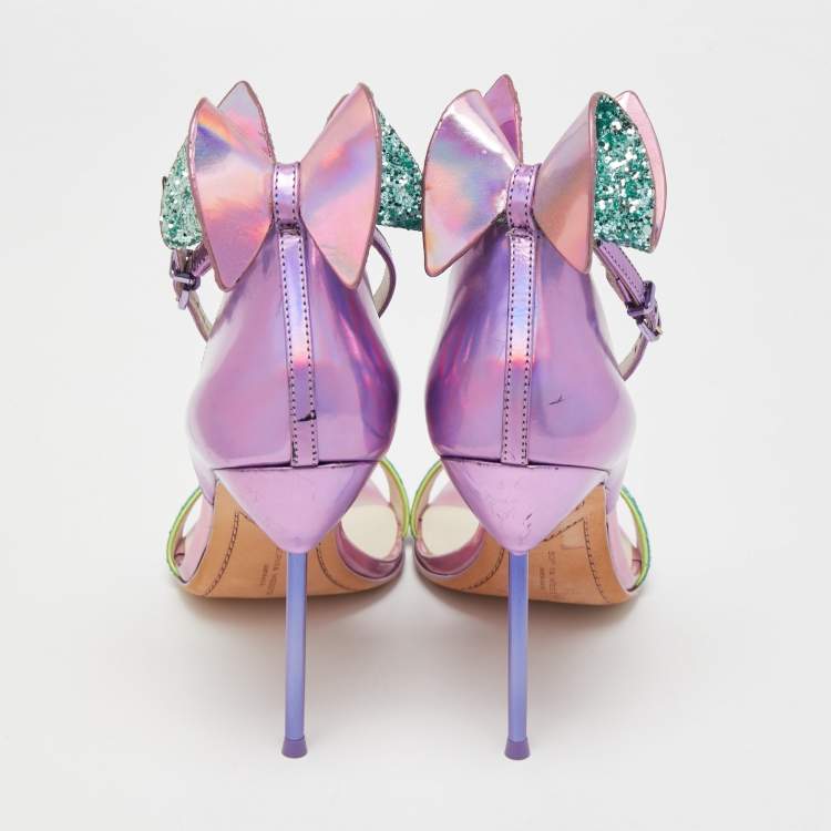 مملوكة مسبقًا Sophia Webster Multicolor Patent Leather and Glitter Maya Ankle Strap Sandals Size 39.5