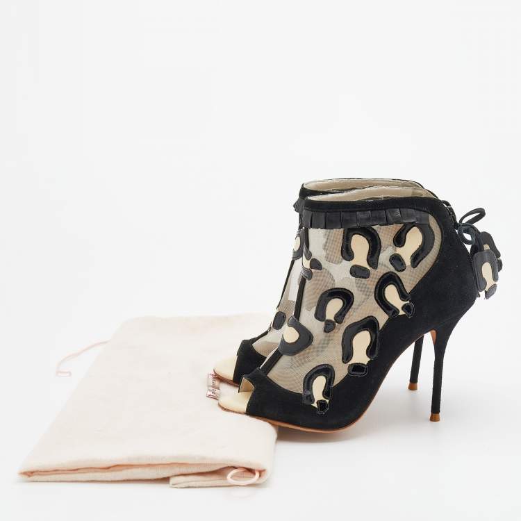 Pre Owned Sophia Webster Black Mesh and Suede Felice Booties Size 36