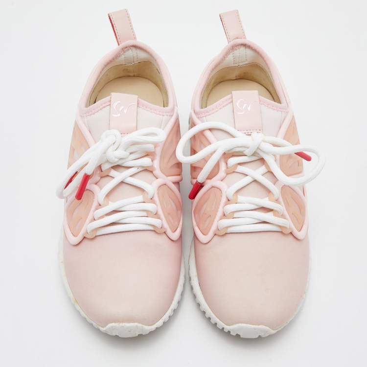 Pre Owned Sophia Webster Pink Rubber and Neoprene Chiara Low Top Sneakers Size 36