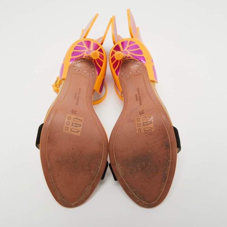 Pre Owned Sophia Webster Tricolor Leather and Suede Chiara Ankle Strap Sandals Size 36