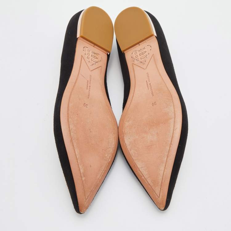Pre Owned Sophia Webster Black Suede Bibi Butterfly Pointed Toe Ballet Flats Size 39