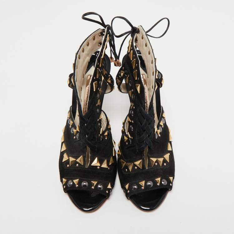Pre Owned Sophia Webster Black Suede Studded Riko Sandals Size 36