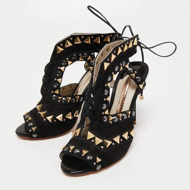 Pre Owned Sophia Webster Black Suede Studded Riko Sandals Size 36