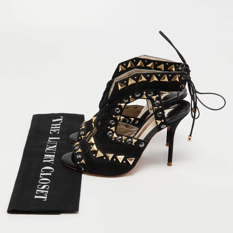 Pre Owned Sophia Webster Black Suede Studded Riko Sandals Size 36