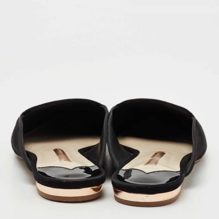 Pre Owned Sophia Webster Black Suede Bibi Butterfly Flat Mules Size 39.5