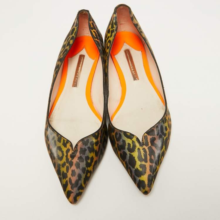 Pre Owned Sophia Webster Multicolor PVC  Lola Holographic Leopard Ballet Flats Size 39.5
