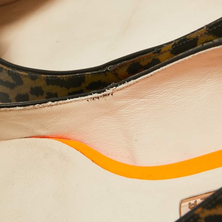 Pre Owned Sophia Webster Multicolor PVC  Lola Holographic Leopard Ballet Flats Size 39.5