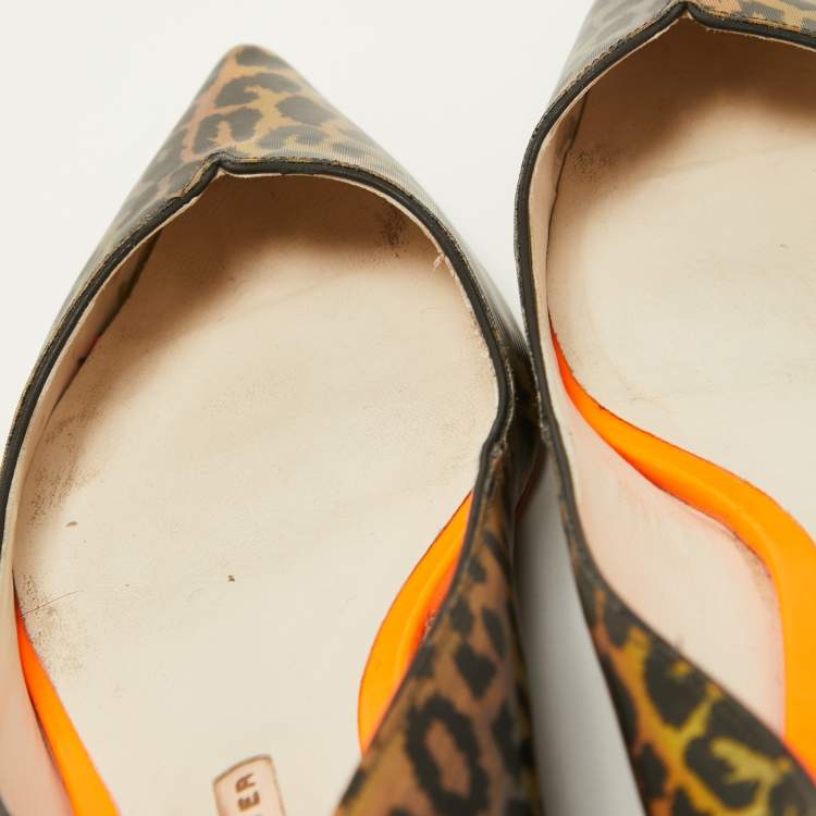 Pre Owned Sophia Webster Multicolor PVC  Lola Holographic Leopard Ballet Flats Size 39.5
