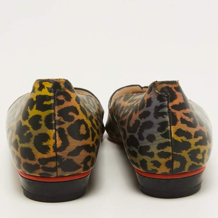 Pre Owned Sophia Webster Multicolor PVC  Lola Holographic Leopard Ballet Flats Size 39.5