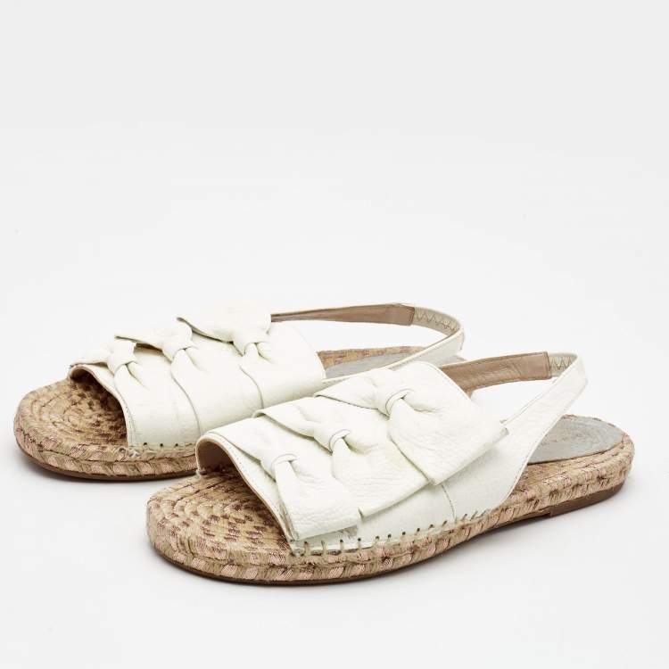 Pre Owned Sophia Webster White Leather Angelo Butterfly Slingback Sandals Size 38