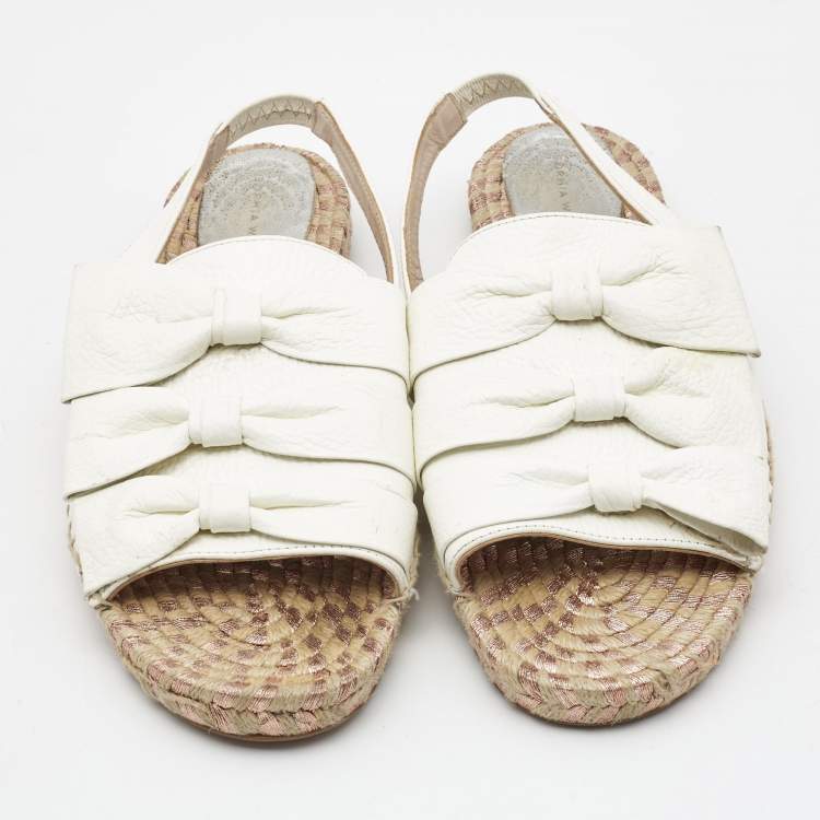 Pre Owned Sophia Webster White Leather Angelo Butterfly Slingback Sandals Size 38