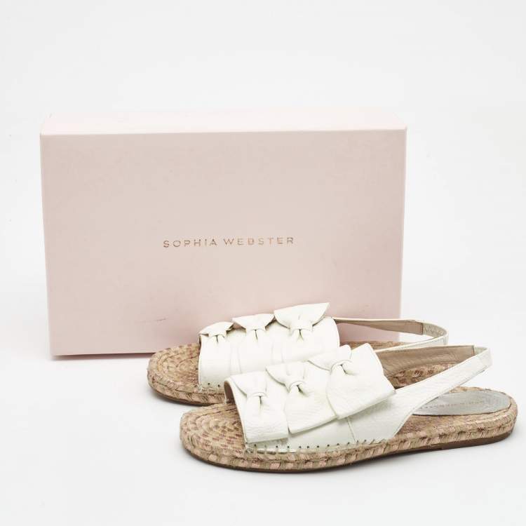 Pre Owned Sophia Webster White Leather Angelo Butterfly Slingback Sandals Size 38