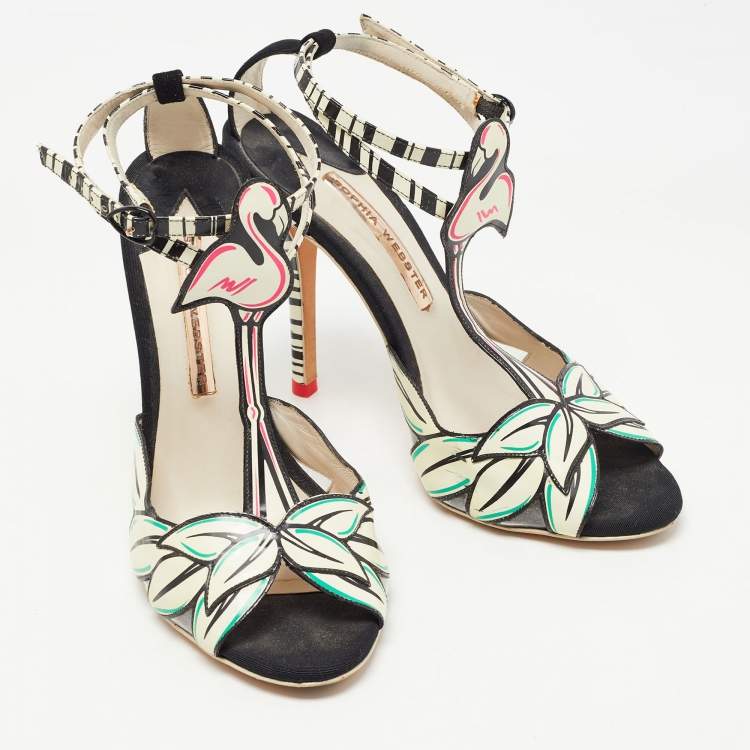 Pre Owned Sophia Webster Cream/Black Suede and Leather Ankle Strap Sandals Size 39.5