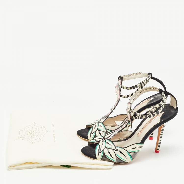 Pre Owned Sophia Webster Cream/Black Suede and Leather Ankle Strap Sandals Size 39.5