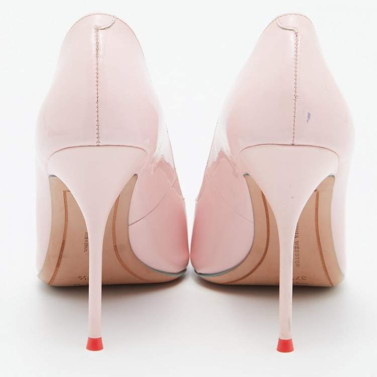 Pre Owned Sophia Webster Pink Patent Leather Lady Boss Pointed Toe Pumps Size 37.5
