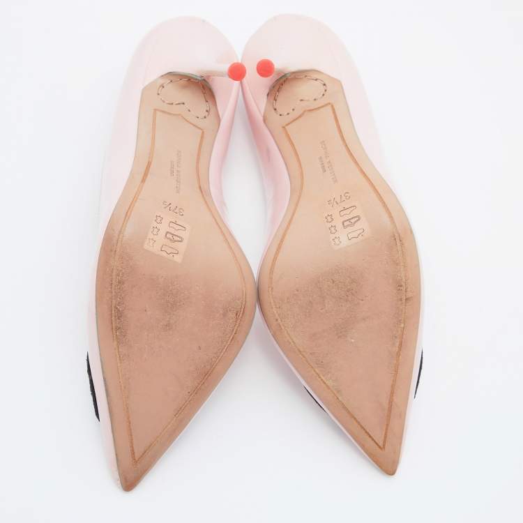 Pre Owned Sophia Webster Pink Patent Leather Lady Boss Pointed Toe Pumps Size 37.5