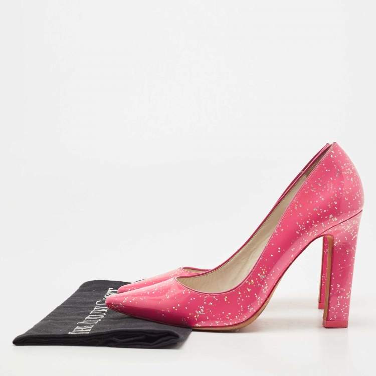 مملوكة مسبقًا Sophia Webster Pink Glitter Patent Leather Pointed Toe Pumps Size 39.5