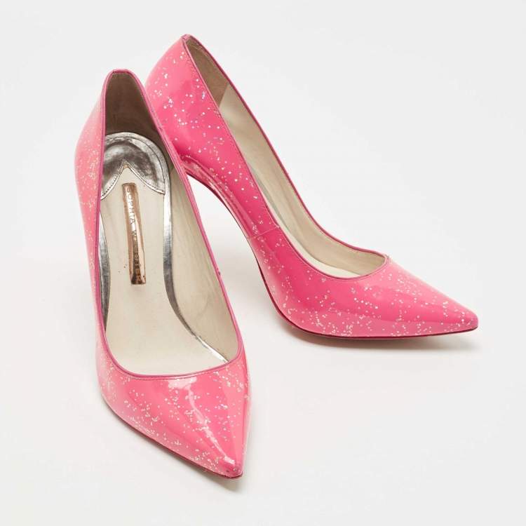مملوكة مسبقًا Sophia Webster Pink Glitter Patent Leather Pointed Toe Pumps Size 39.5