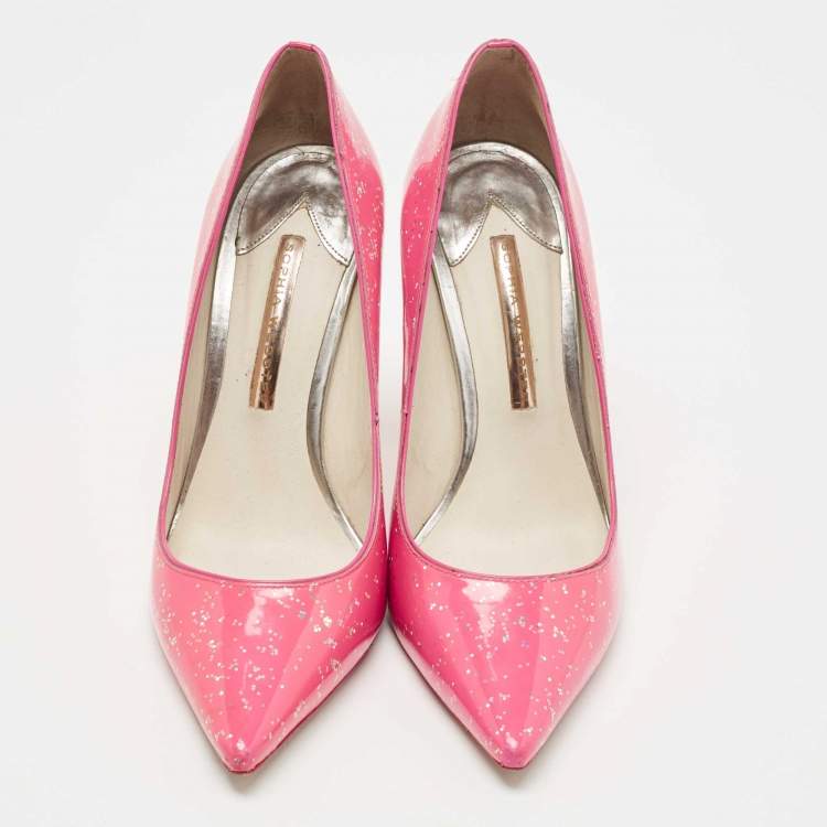 مملوكة مسبقًا Sophia Webster Pink Glitter Patent Leather Pointed Toe Pumps Size 39.5
