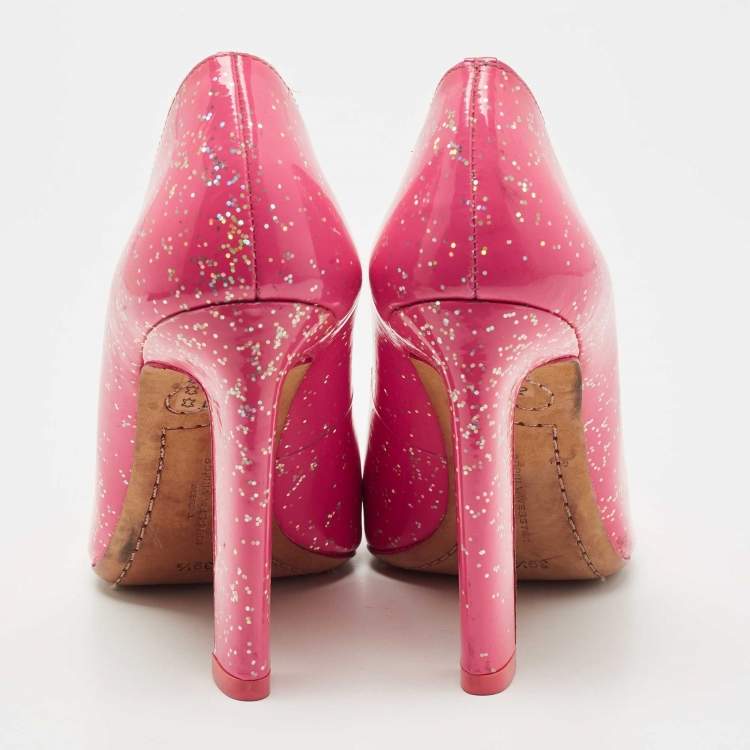 مملوكة مسبقًا Sophia Webster Pink Glitter Patent Leather Pointed Toe Pumps Size 39.5
