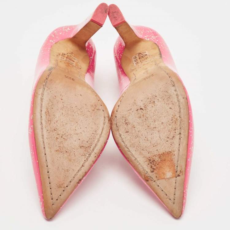 مملوكة مسبقًا Sophia Webster Pink Glitter Patent Leather Pointed Toe Pumps Size 39.5