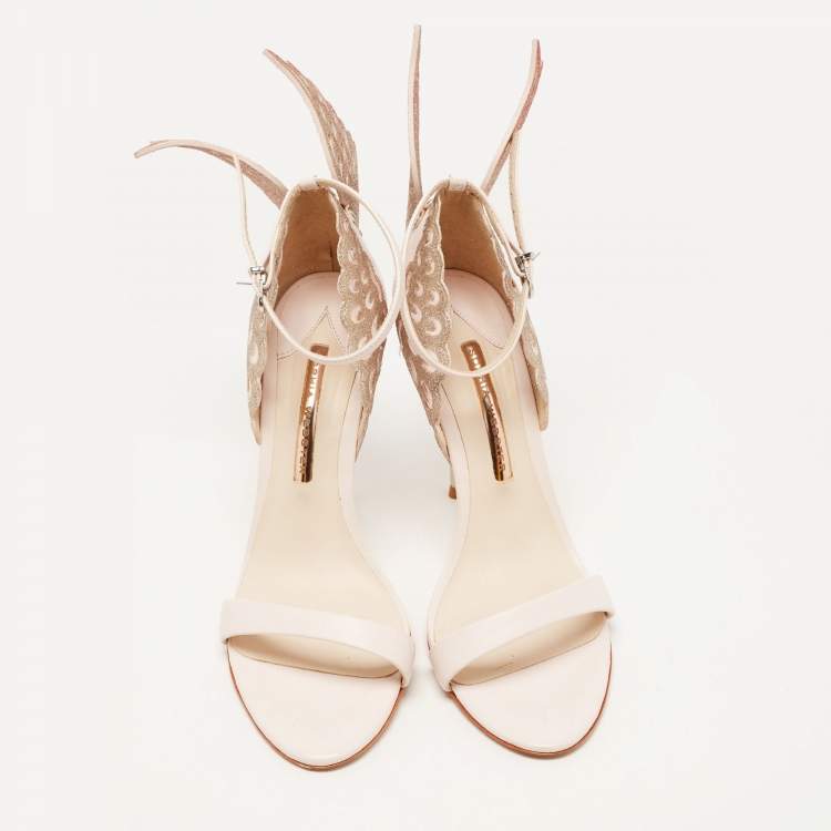 Pre Owned Sophia Webster Pink Leather and Glitter Evangeline Ankle Strap Sandals Size 40
