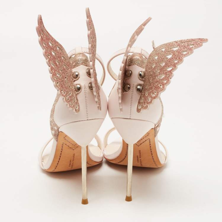 Pre Owned Sophia Webster Pink Leather and Glitter Evangeline Ankle Strap Sandals Size 40
