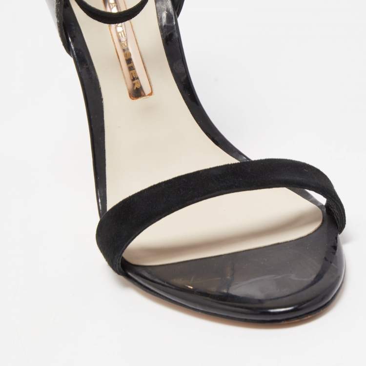 Pre Owned Sophia Webster Black Suede and Iridescent Leather Chiara Ankle Strap Sandals Size 38