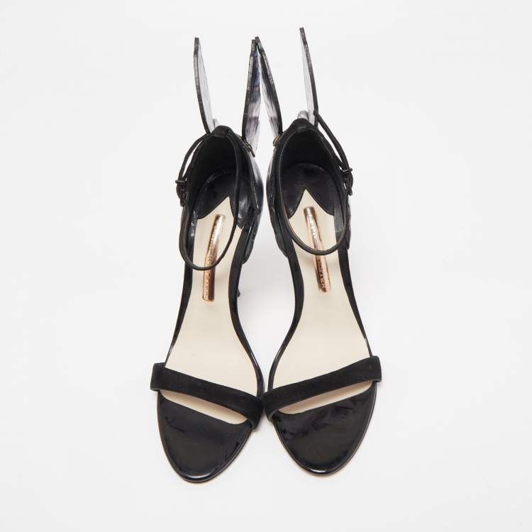 Pre Owned Sophia Webster Black Suede and Iridescent Leather Chiara Ankle Strap Sandals Size 38