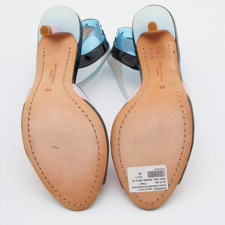 مملوكة مسبقًا Sophia Webster Multicolor Satin and Patent Leather Ankle Tie Sandals Size 38