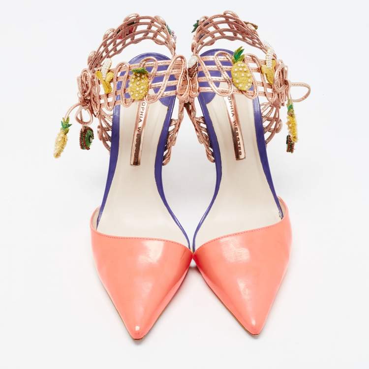 Pre Owned Sophia Webster Multicolor Leather Embellished Ankle Wrap Sandals Size 41