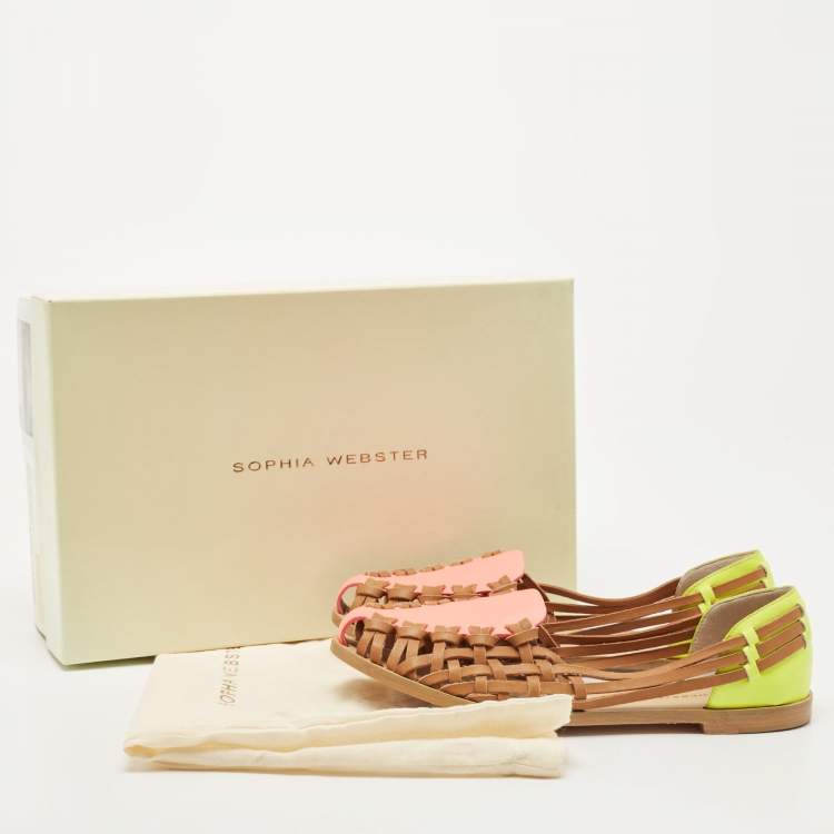 Pre Owned Sophia Webster Multicolor Woven Leather and Patent Loafers Size 36 