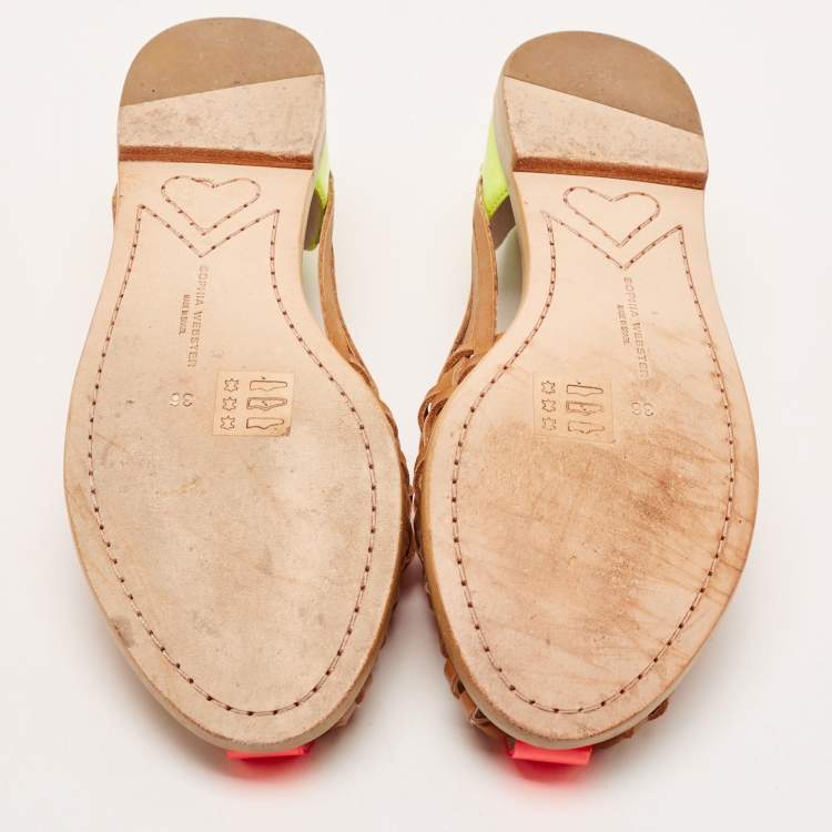 Pre Owned Sophia Webster Multicolor Woven Leather and Patent Loafers Size 36 