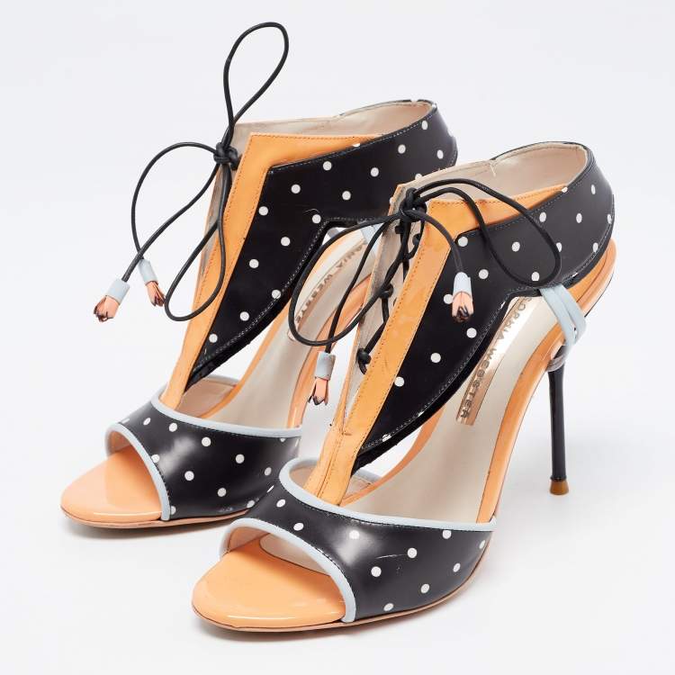 Pre Owned Sophia Webster Tricolor Polka Dot Leather and Patent Leilou Sandals Size 38