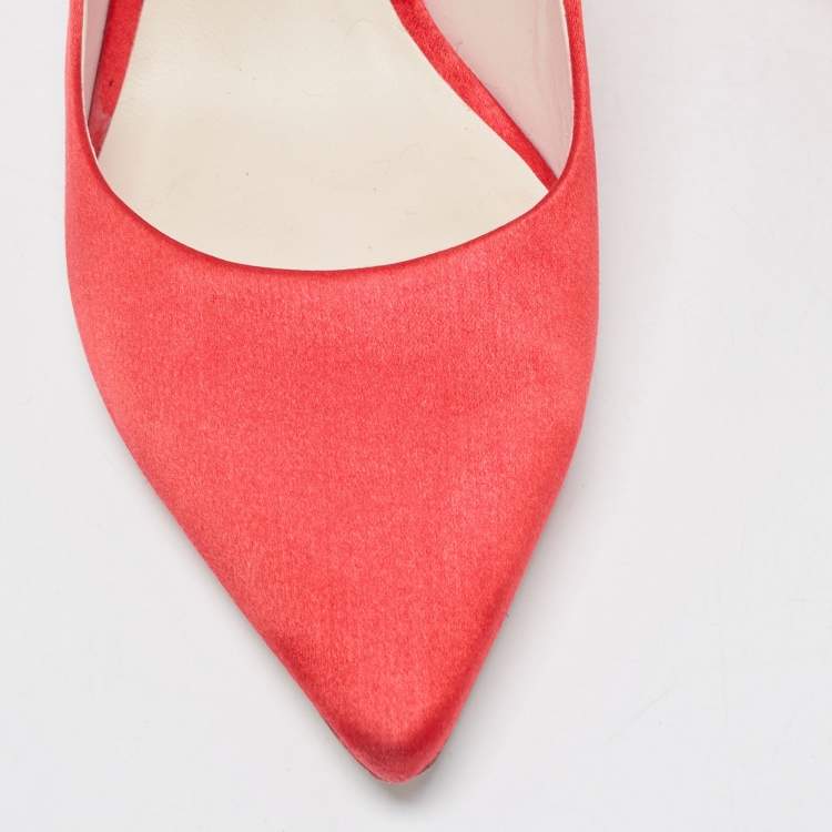 Pre Owned Sophia Webster Red Satin  Crystal Embellished Coco Pumps Size 38