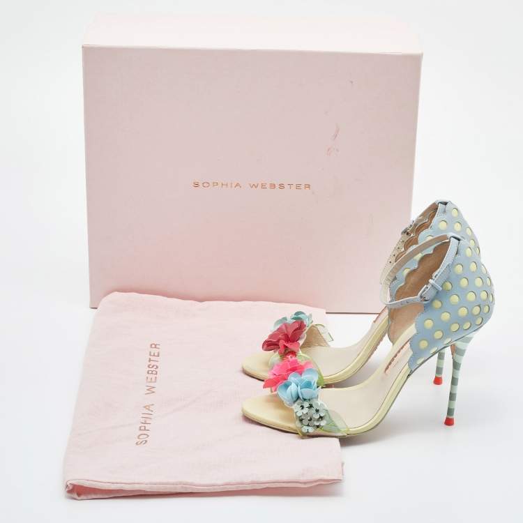 Pre Owned Sophia Webster Multicolor Leather Lilico Floral Embellished Ankle Strap Sandals Size 37