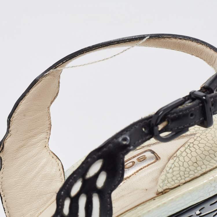 Pre Owned Sophia Webster Multicolor Leather Lilico Underwater Floral Embellished Ankle Strap Sandals Size 38.5