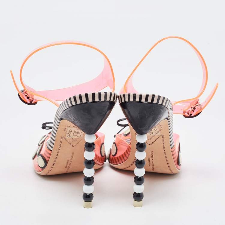 Pre Owned Sophia Webster Orange Jelly Bow Ankle Strap Sandals Size 39.5 