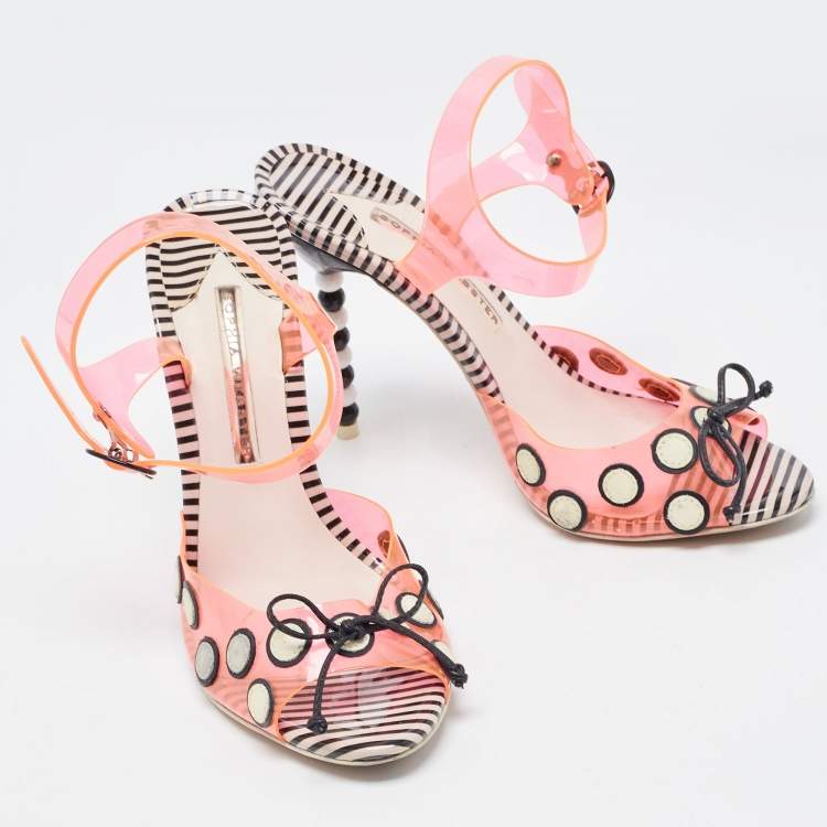 Pre Owned Sophia Webster Orange Jelly Bow Ankle Strap Sandals Size 39.5 