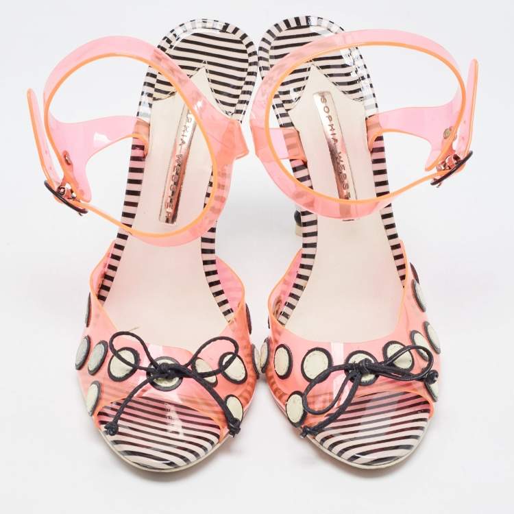 Pre Owned Sophia Webster Orange Jelly Bow Ankle Strap Sandals Size 39.5 