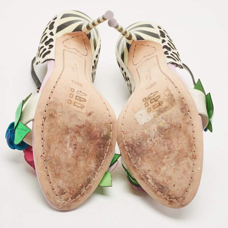 Pre Owned Sophia Webster Multicolor Patent Leather And Leather Lilico Floral Embellished Sandals Size 36.5