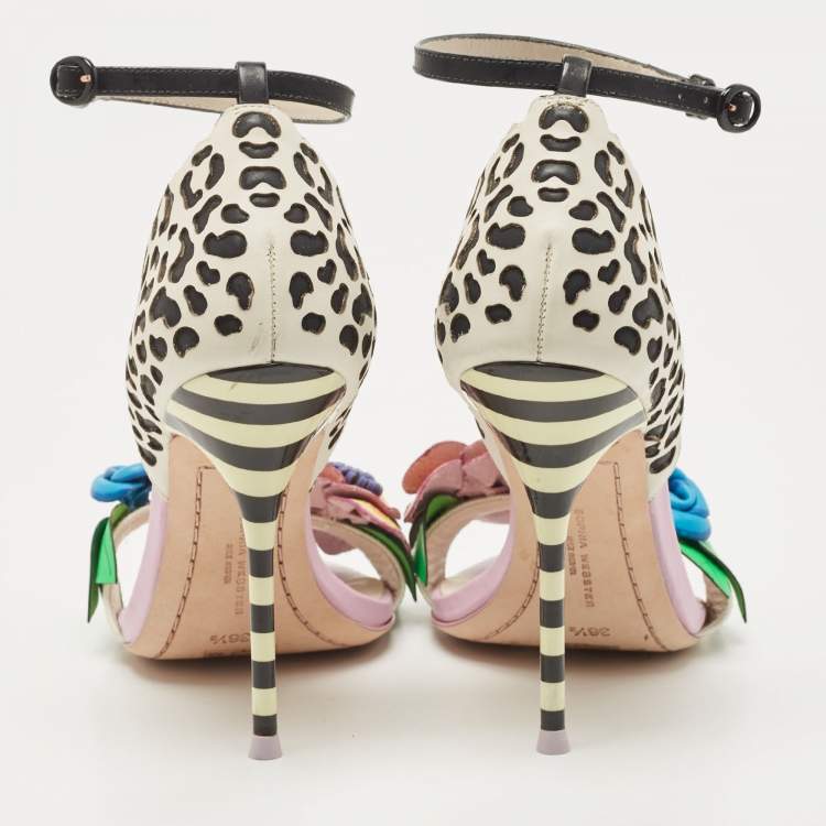Pre Owned Sophia Webster Multicolor Patent Leather And Leather Lilico Floral Embellished Sandals Size 36.5