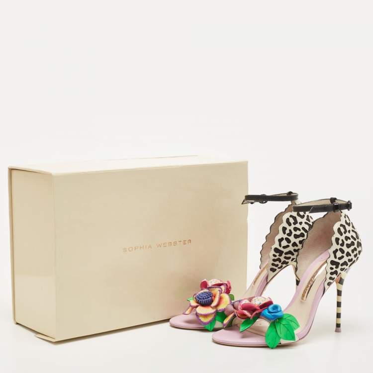 Pre Owned Sophia Webster Multicolor Patent Leather And Leather Lilico Floral Embellished Sandals Size 36.5